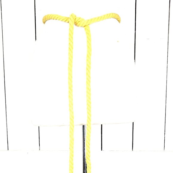 Yellow braided long rope knotted tassel chord tie belt